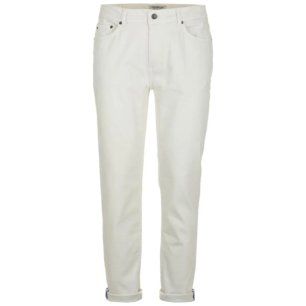 Fred Mello Elegant White Denim Trousers for Men