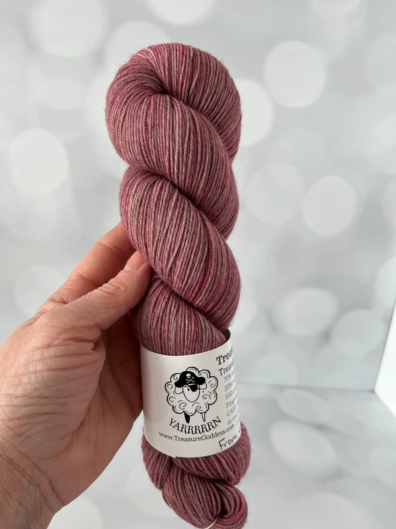 From the Depths She Rose, Treasured Yak Toes Sock Yarn, dusty pink yarn