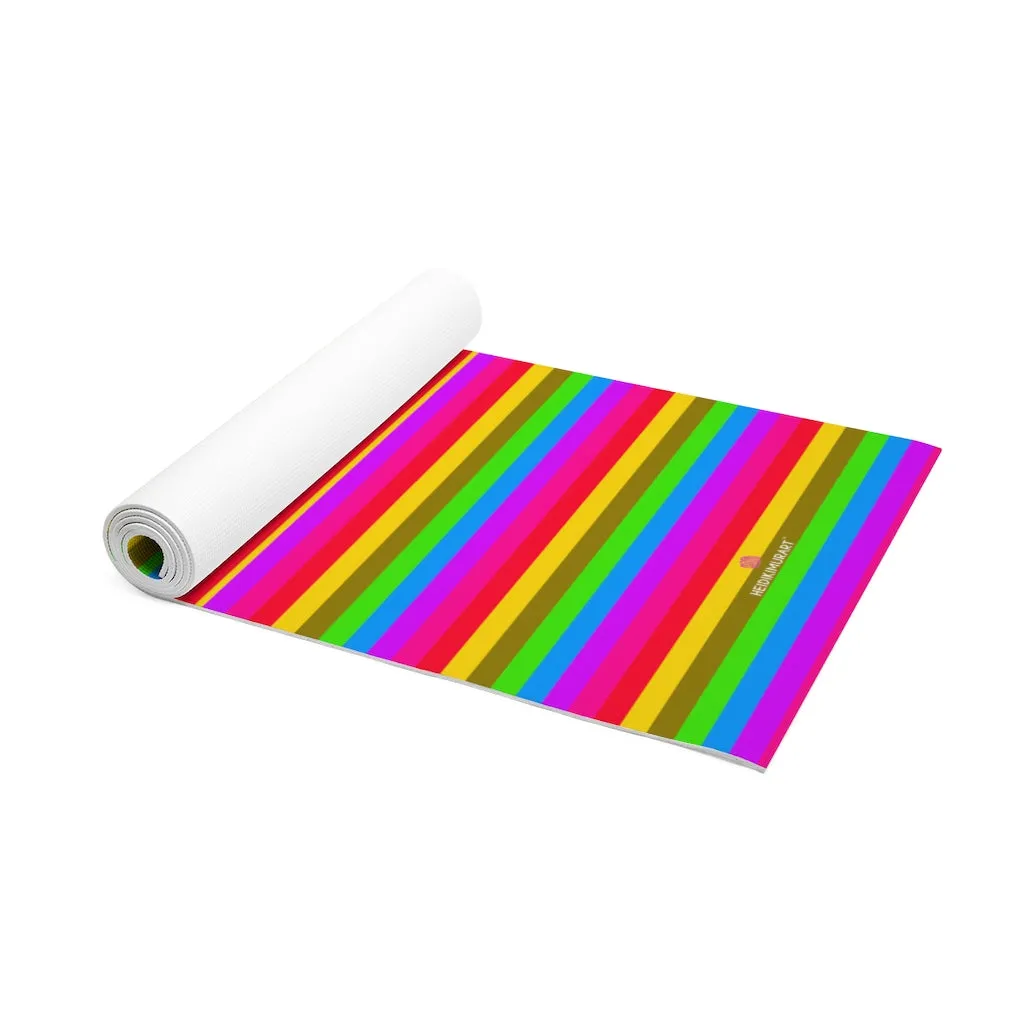 Fun Rainbow Foam Yoga Mat, Faded Best Gay Pride Striped Lightweight 0.25" thick Mat - Printed in USA (Size: 24″x72")