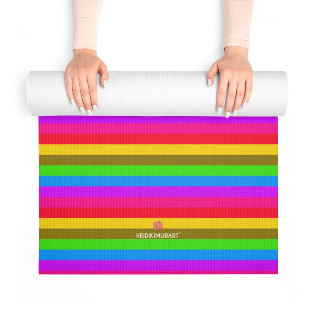 Fun Rainbow Foam Yoga Mat, Faded Best Gay Pride Striped Lightweight 0.25" thick Mat - Printed in USA (Size: 24″x72")