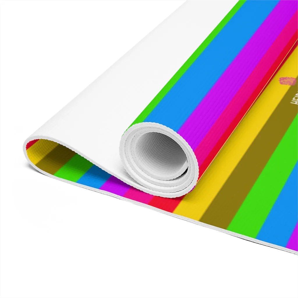 Fun Rainbow Foam Yoga Mat, Faded Best Gay Pride Striped Lightweight 0.25" thick Mat - Printed in USA (Size: 24″x72")