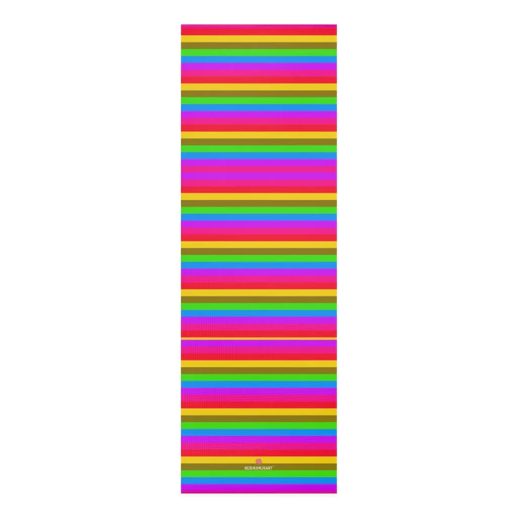 Fun Rainbow Foam Yoga Mat, Faded Best Gay Pride Striped Lightweight 0.25" thick Mat - Printed in USA (Size: 24″x72")