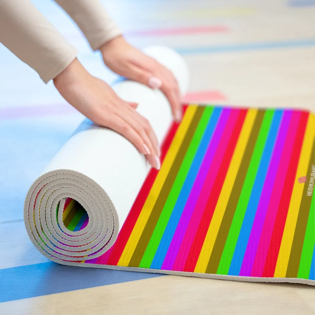 Fun Rainbow Foam Yoga Mat, Faded Best Gay Pride Striped Lightweight 0.25" thick Mat - Printed in USA (Size: 24″x72")