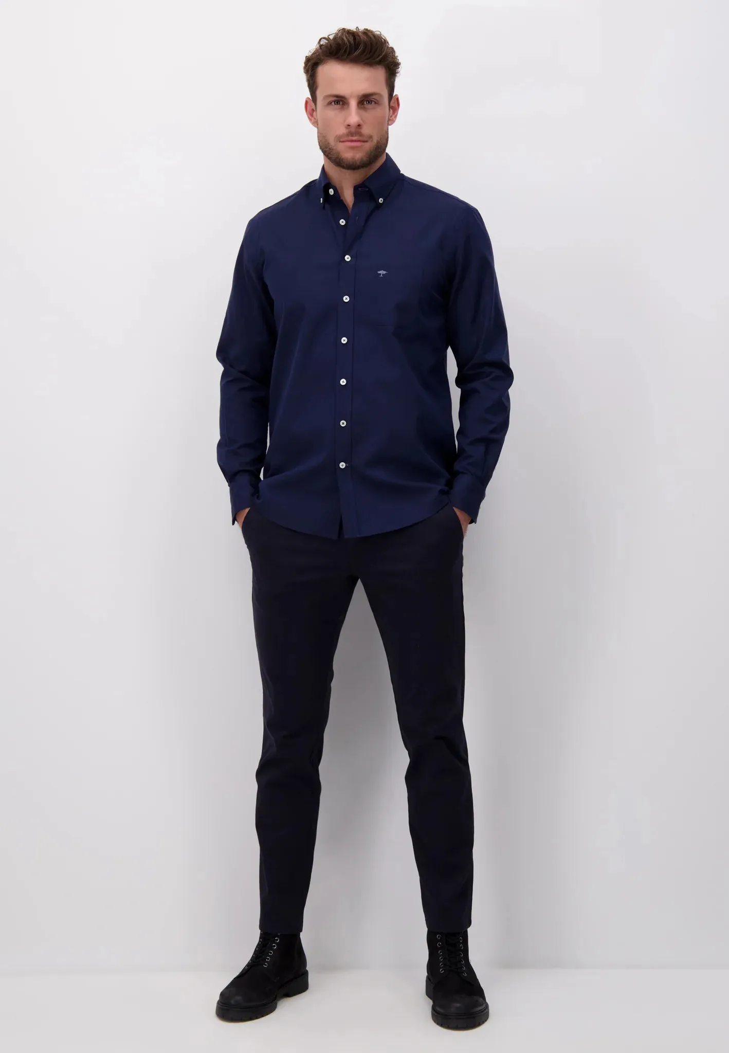 FYNCH HATTON Oxford Shirt - Men's Soft Cotton – Navy