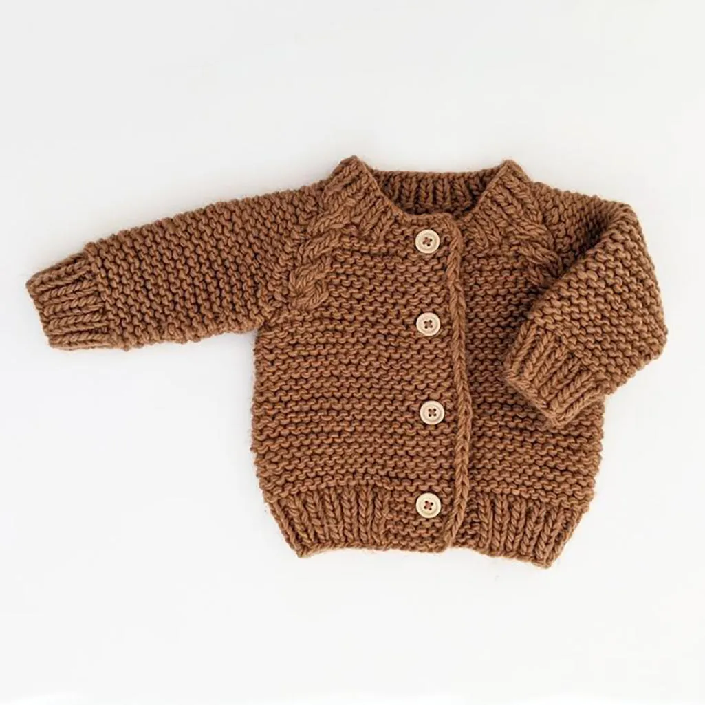 Garter Stitch Cardigan Sweater | Pecan