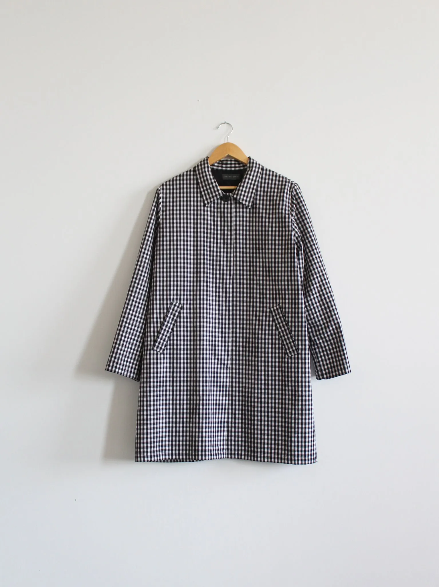 gingham cotton trench coat