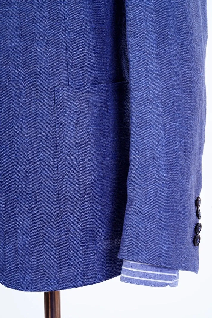 Giovanni Blue Herringbone Linen Suit