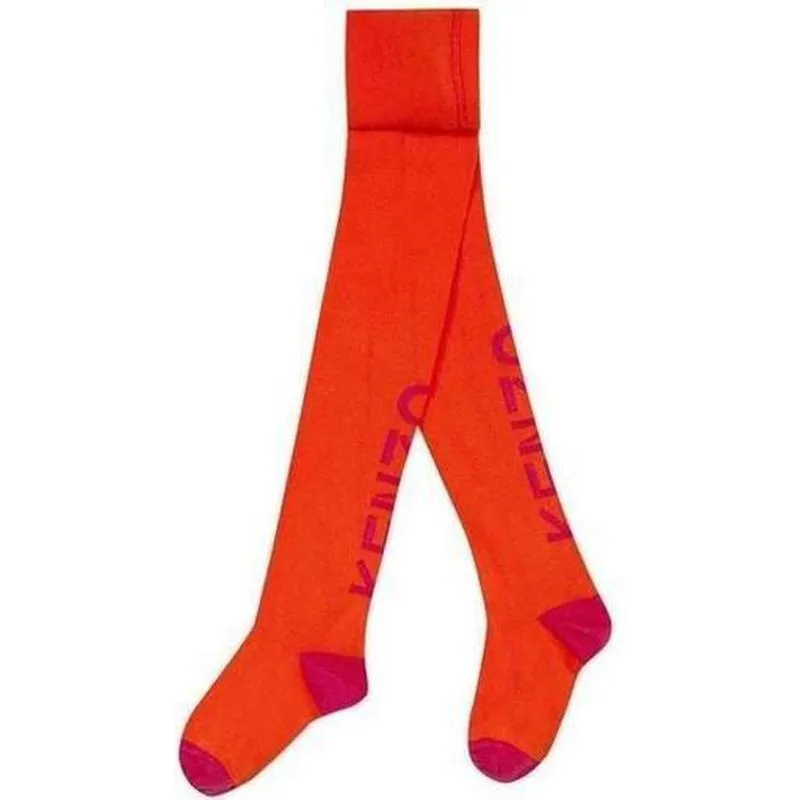 Girls Orange & Pink Sport Line Tights