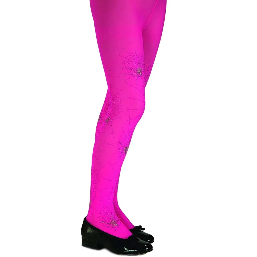 Glitter Spider Pink Tights Large