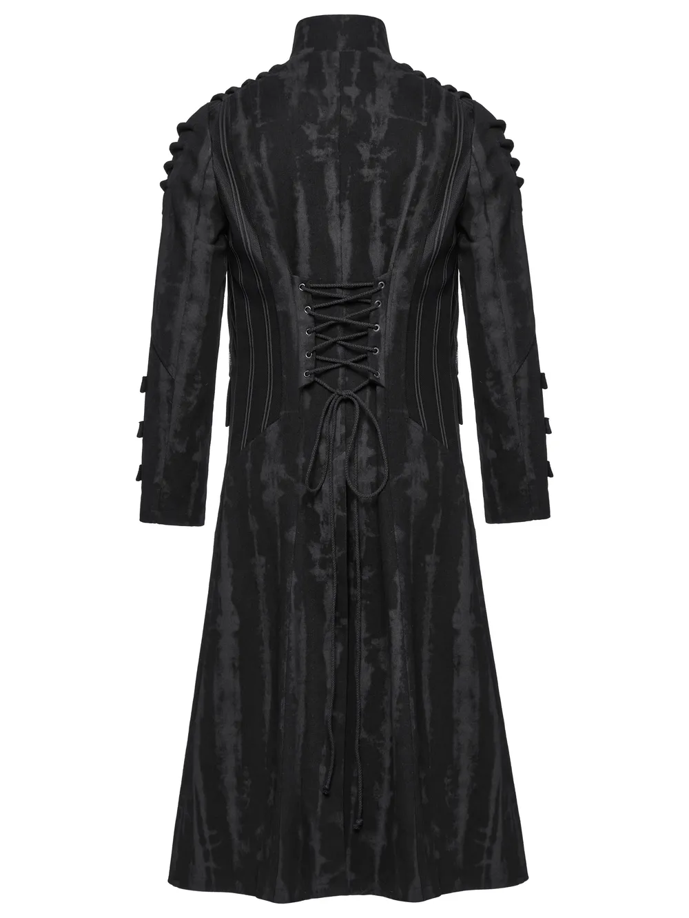 Gothic Tie-Dye Long Coat with Rivet and Mesh Details