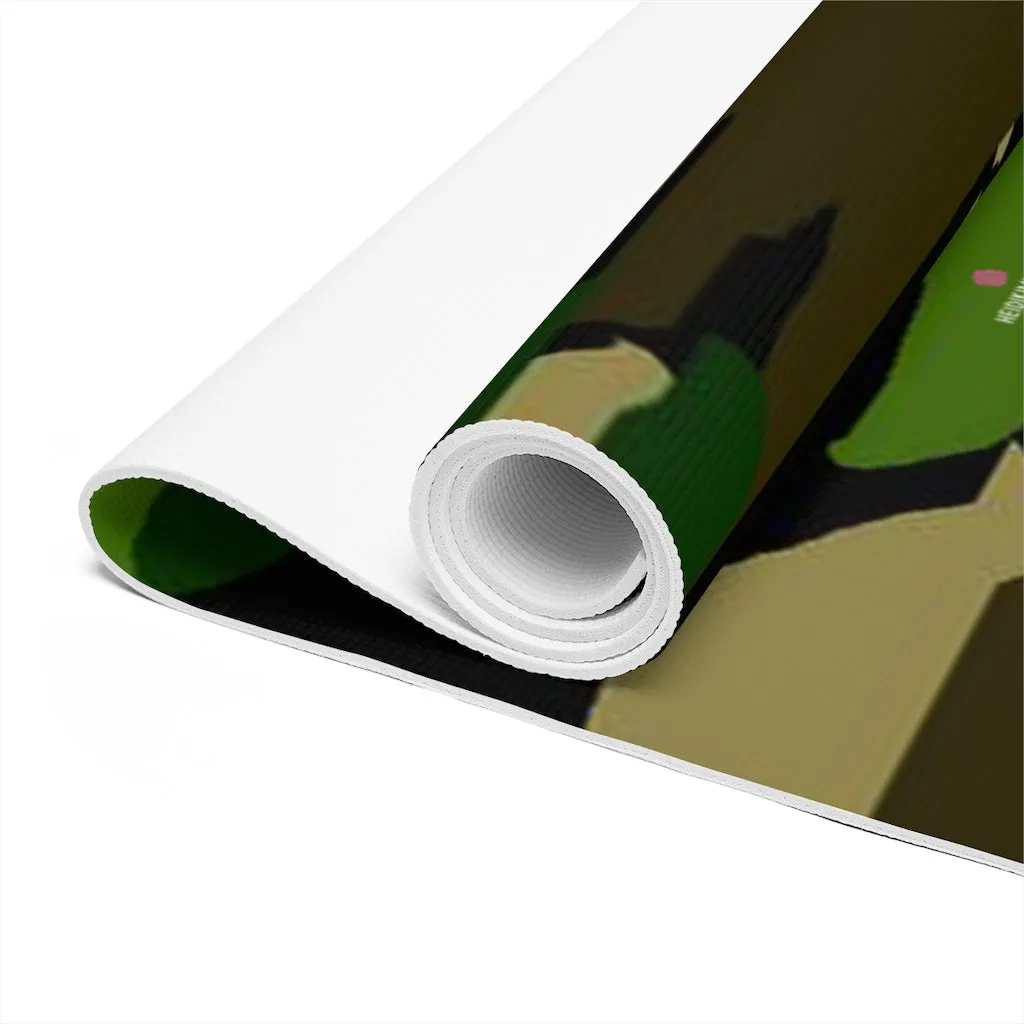 Green Camo Foam Yoga Mat, Camouflage Military Printed Lightweight 0.25" thick Mat - Printed in USA (Size: 24″x72")