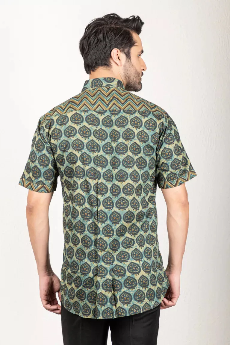 Green-Colored Ajrakh Shirt