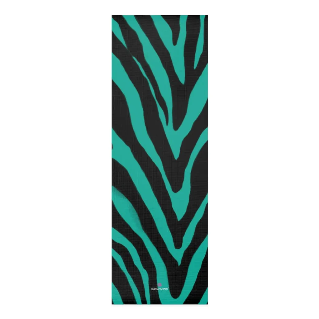 Green Zebra Foam Yoga Mat, Animal Print Wild & Fun Lightweight 0.25" thick Mat - Printed in USA (Size: 24″x72")