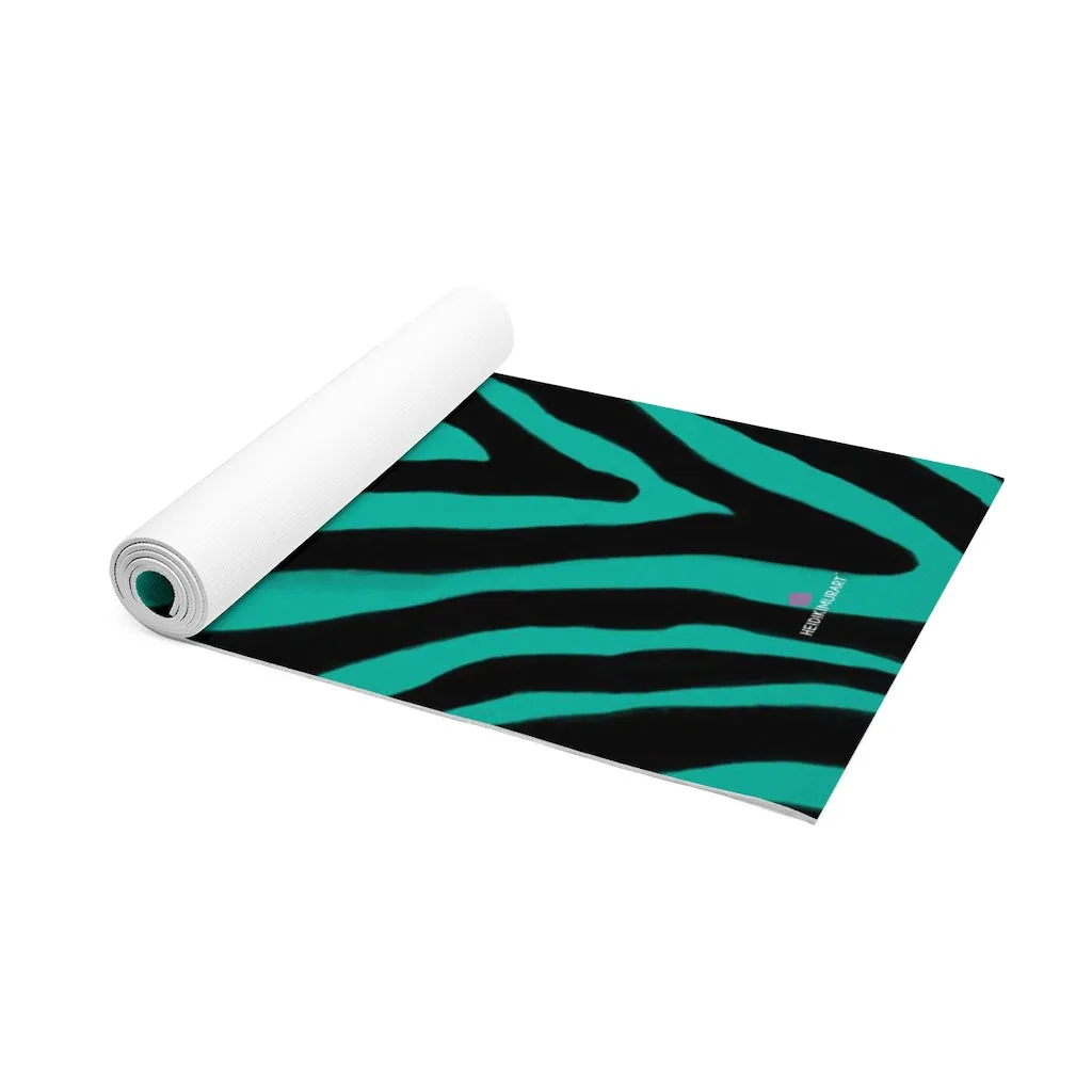 Green Zebra Foam Yoga Mat, Animal Print Wild & Fun Lightweight 0.25" thick Mat - Printed in USA (Size: 24″x72")