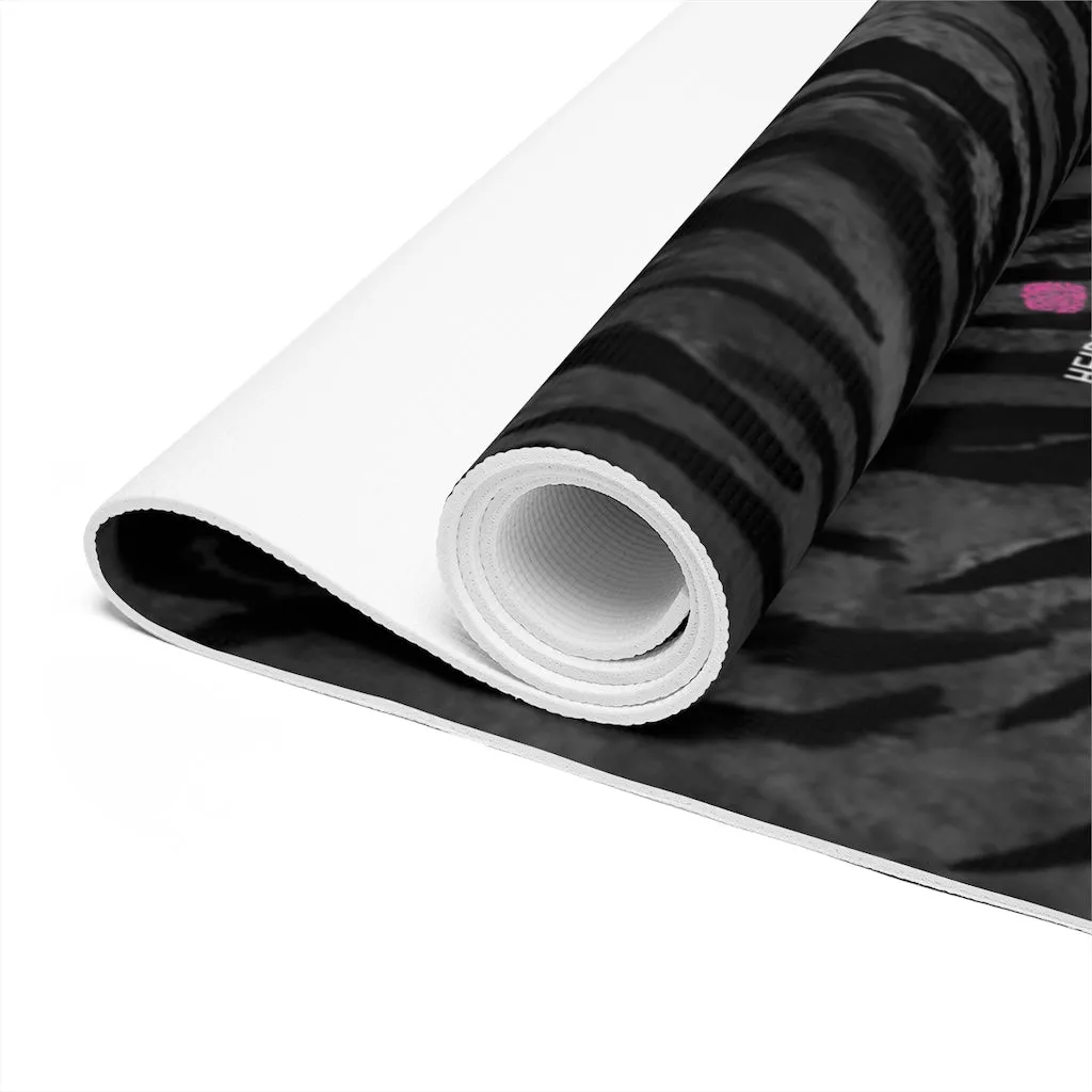 Grey Tiger Foam Yoga Mat, Tiger Stripes Animal Print Best Lightweight 0.25" Thick Mat - Printed in USA (Size: 24″x72")