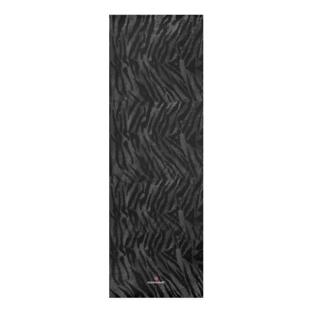 Grey Tiger Foam Yoga Mat, Tiger Stripes Animal Print Best Lightweight 0.25" Thick Mat - Printed in USA (Size: 24″x72")