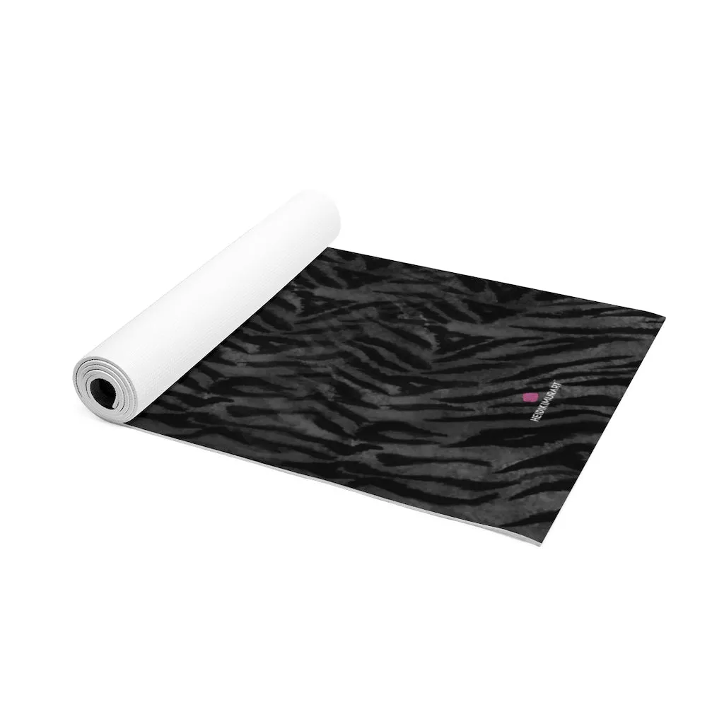 Grey Tiger Foam Yoga Mat, Tiger Stripes Animal Print Best Lightweight 0.25" Thick Mat - Printed in USA (Size: 24″x72")