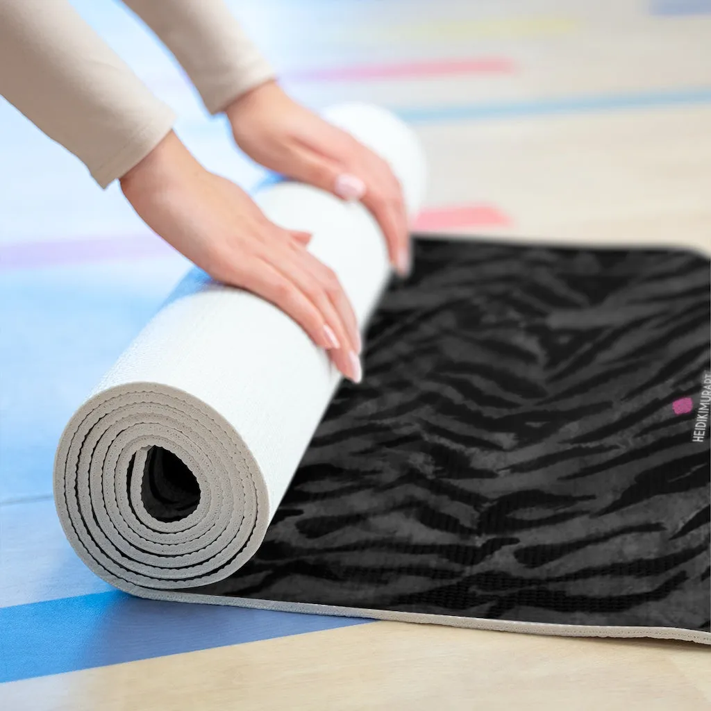 Grey Tiger Foam Yoga Mat, Tiger Stripes Animal Print Best Lightweight 0.25" Thick Mat - Printed in USA (Size: 24″x72")