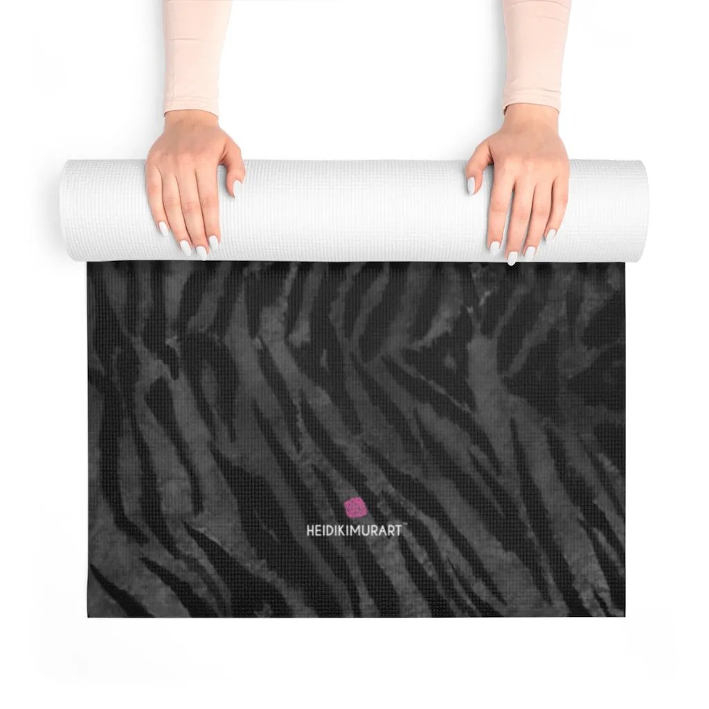 Grey Tiger Foam Yoga Mat, Tiger Stripes Animal Print Best Lightweight 0.25" Thick Mat - Printed in USA (Size: 24″x72")