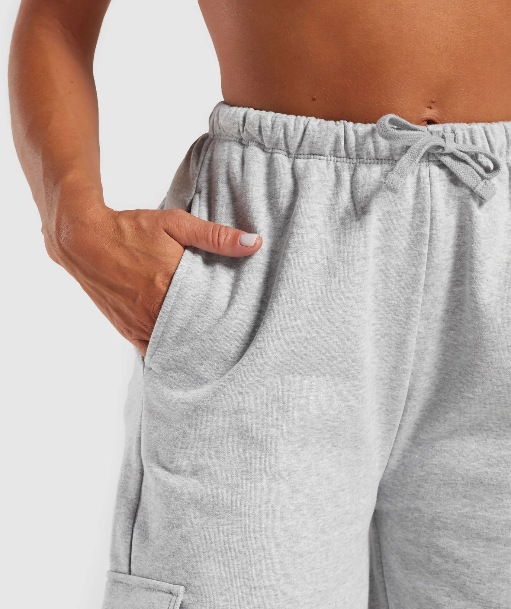 Gymshark Fleece Cargo Pants - Light Grey Marl