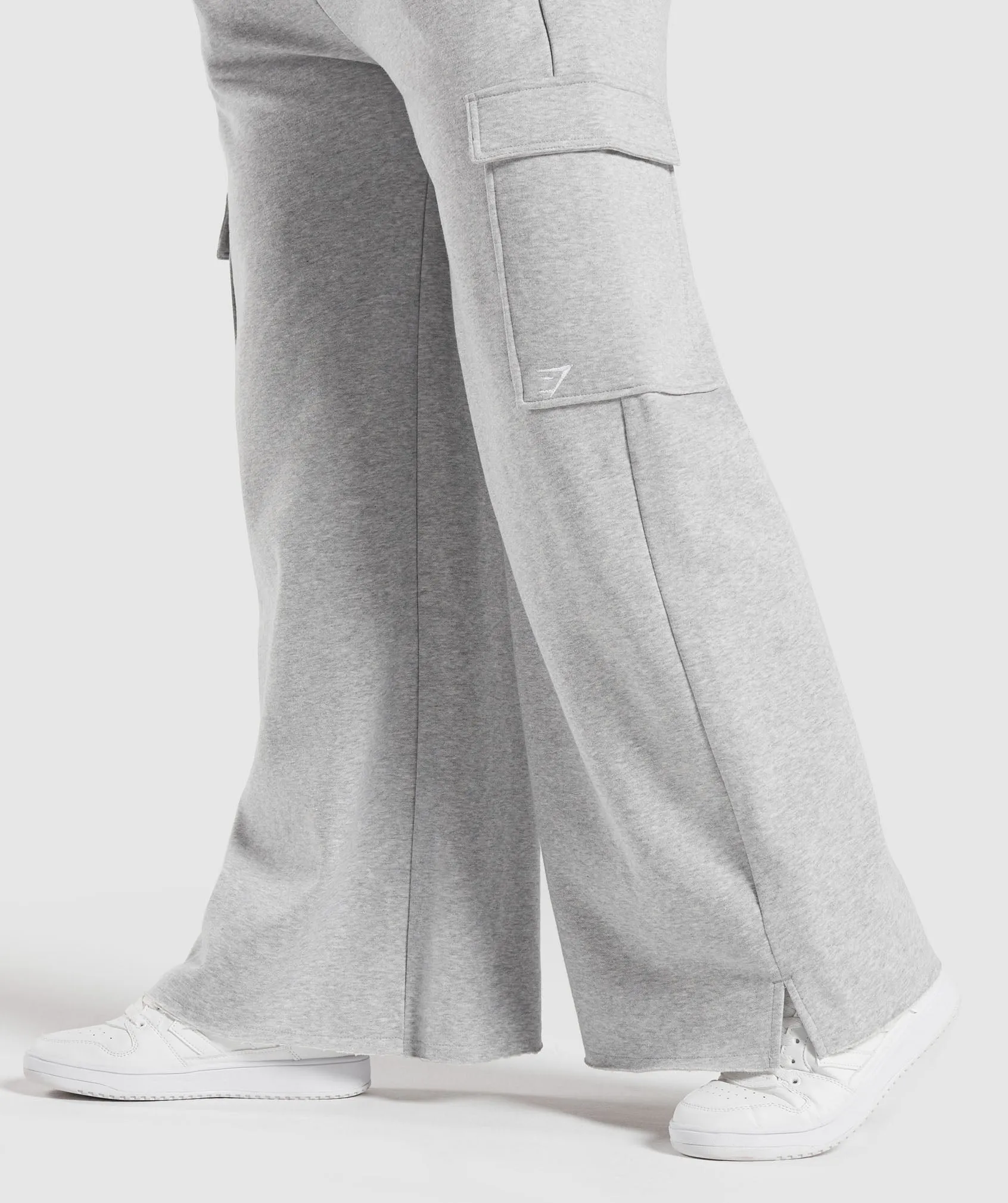 Gymshark Fleece Cargo Pants - Light Grey Marl