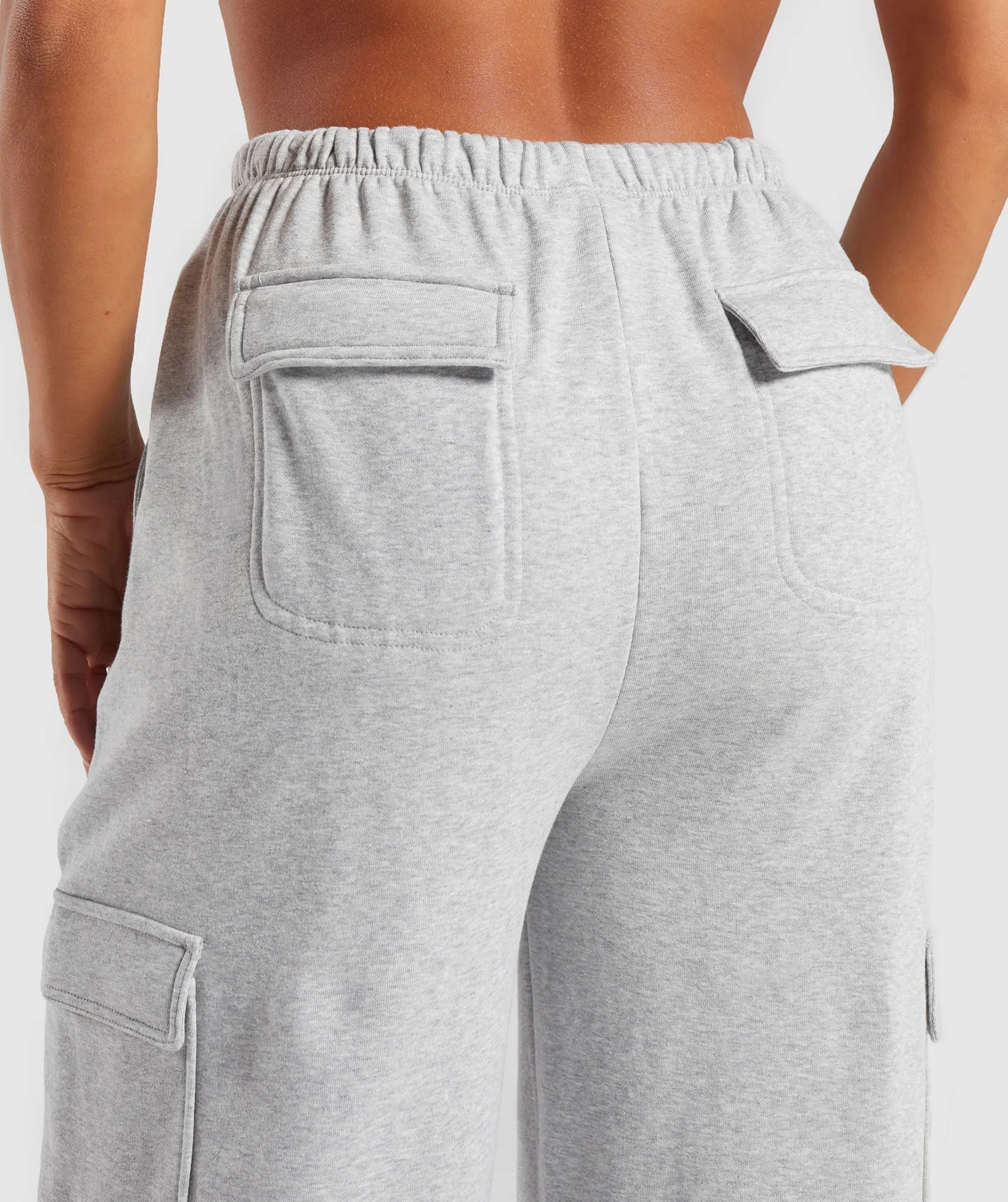 Gymshark Fleece Cargo Pants - Light Grey Marl