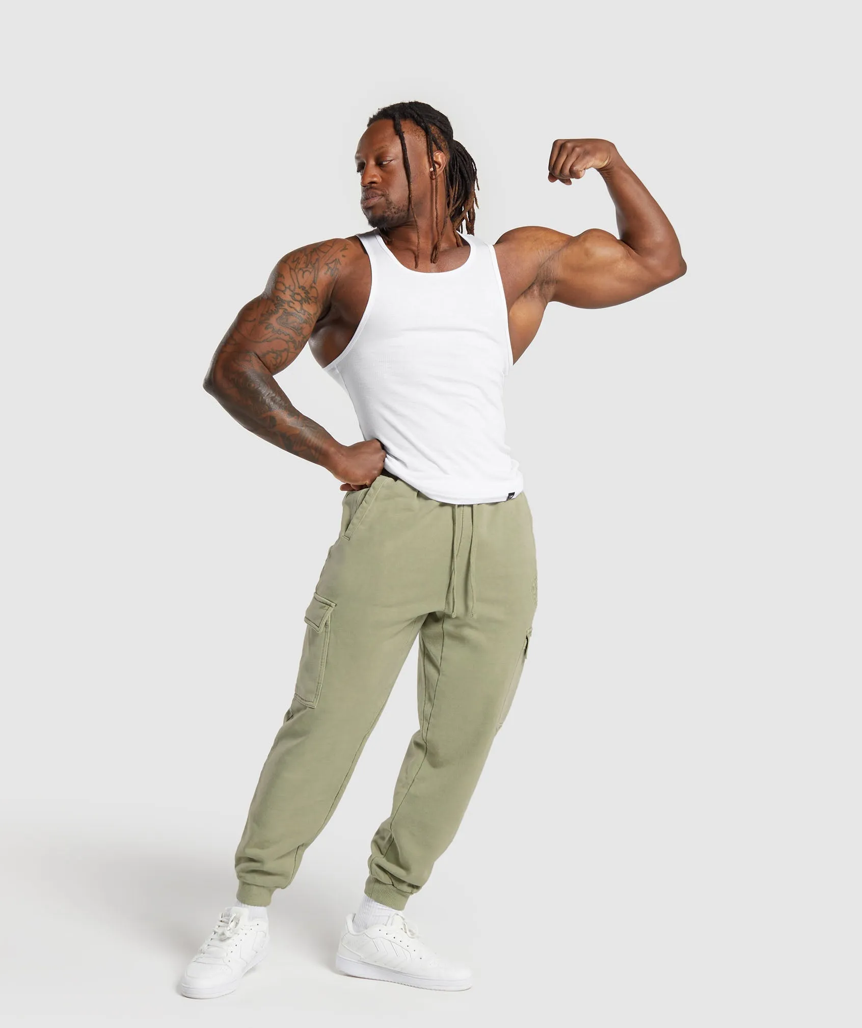 Gymshark Premium Legacy Cargo Pants - Natural Sage Green