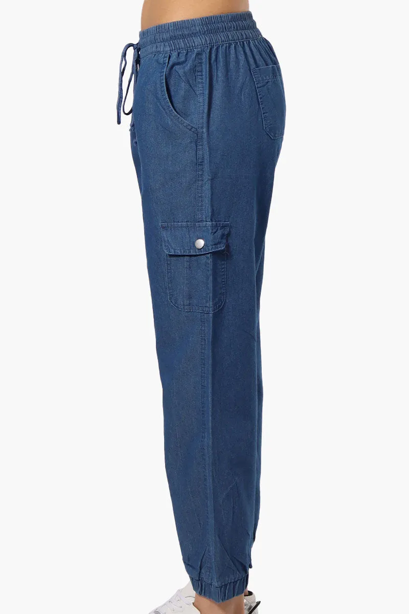 Helium Denim Cargo Jogger Pants - Blue