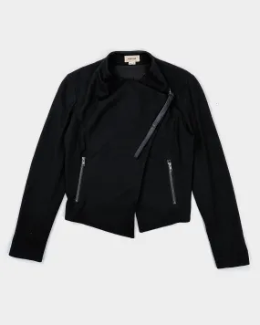 Helmut Lang Leather Strap Black Wool Jacket 1990's