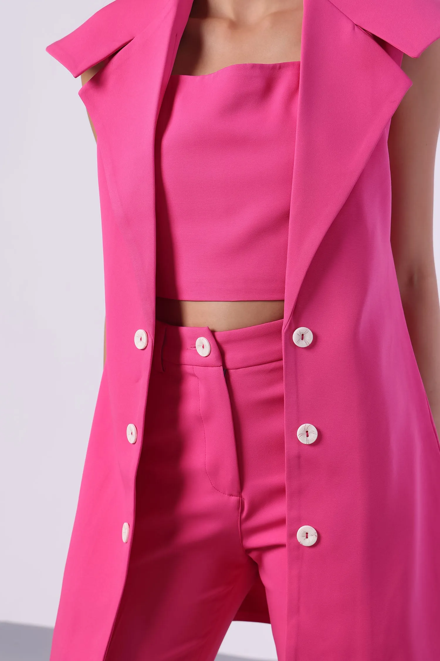 Hot Pink Trench Coat (Sleeveless)