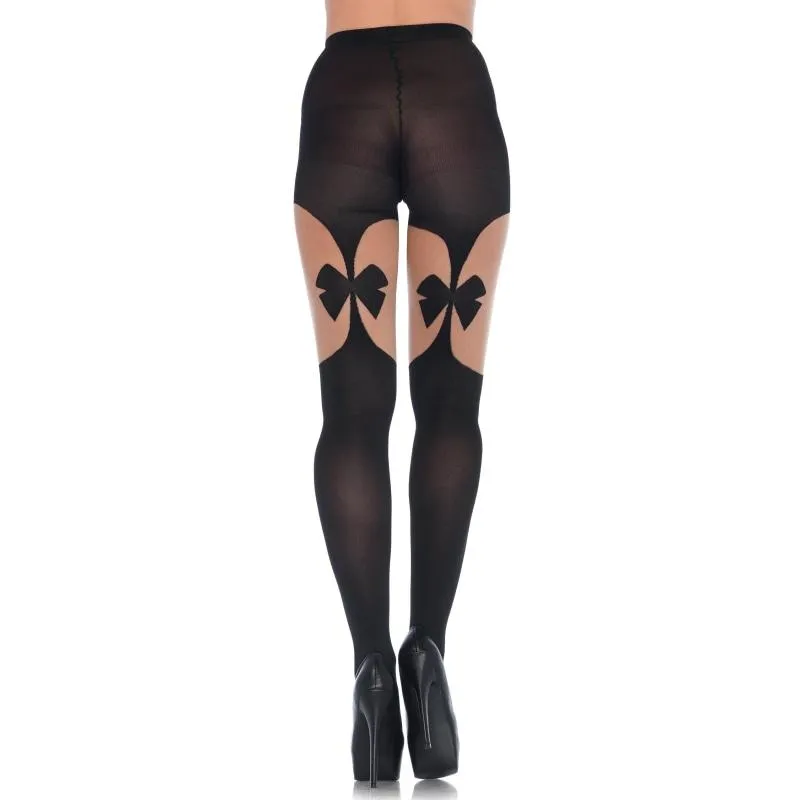 Illusion Bow Garterbelt Tights - One Size