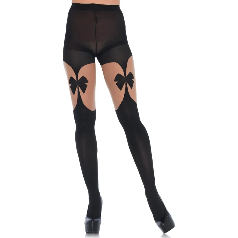 Illusion Bow Garterbelt Tights - One Size