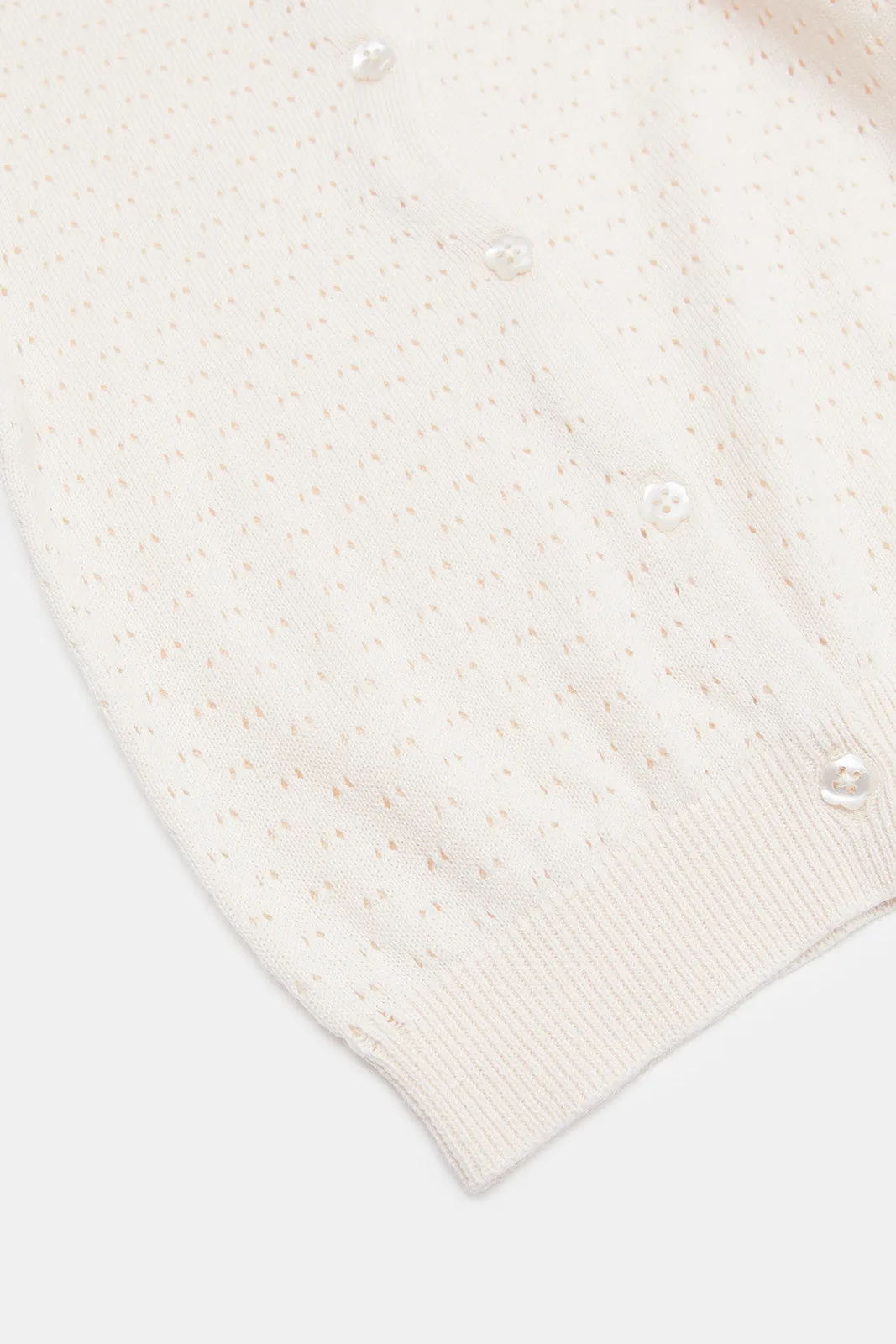 Infant Girls Ivory Pointel Cardigan