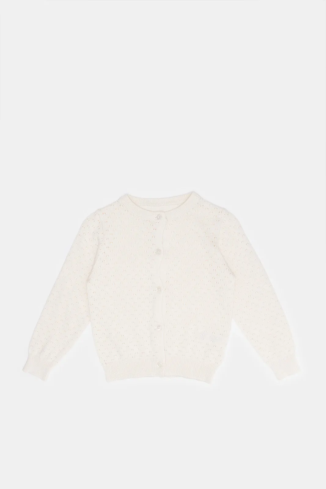 Infant Girls Ivory Pointel Cardigan