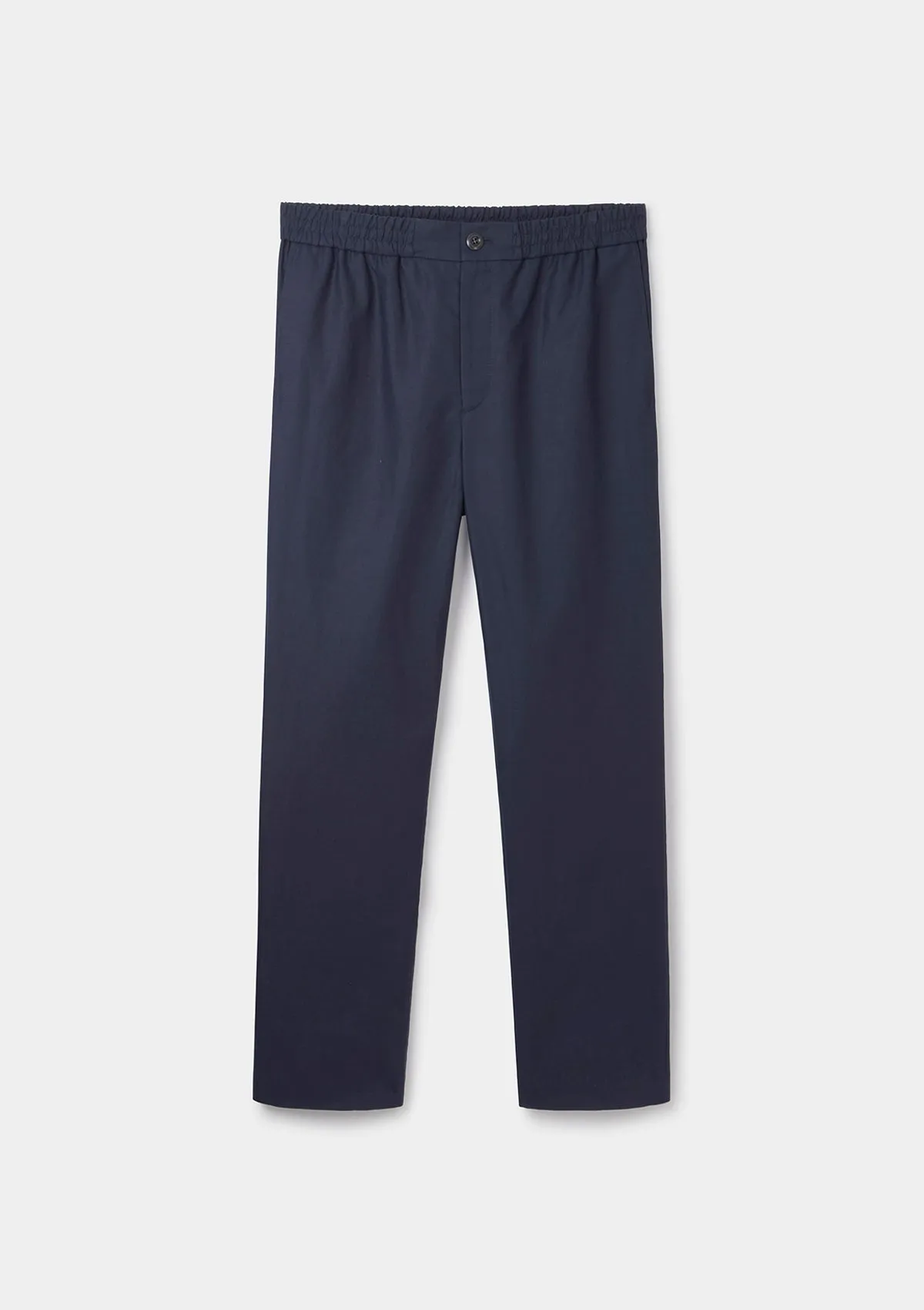 Ink Navy Cotton Linen Drawstring Trousers