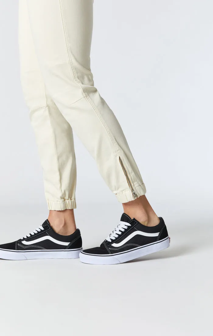 IVY SLIM CARGO PANTS IN ANTIQUE WHITE TWILL