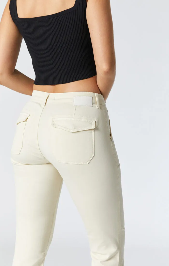 IVY SLIM CARGO PANTS IN ANTIQUE WHITE TWILL