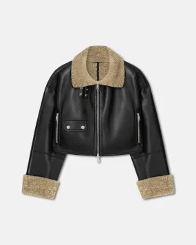 Jemma - Bonded Shearling Jacket - Cornstalk/Black