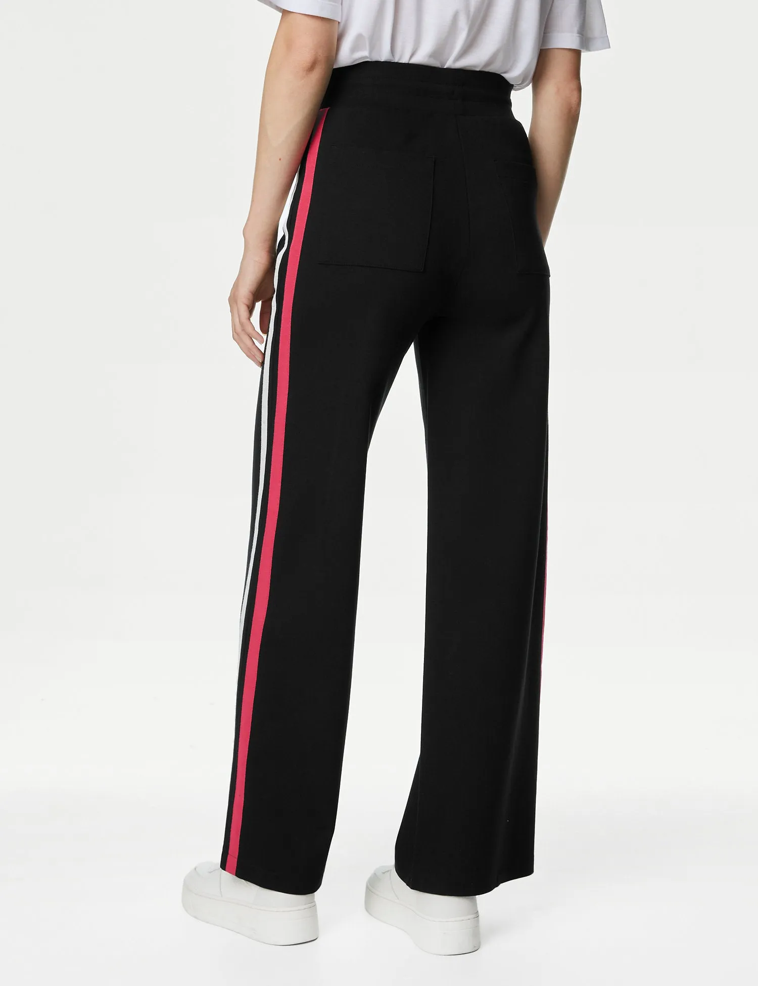 Jersey Side Stripe Wide Leg Trousers