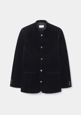 Jet Black Velvet Nehru Jacket