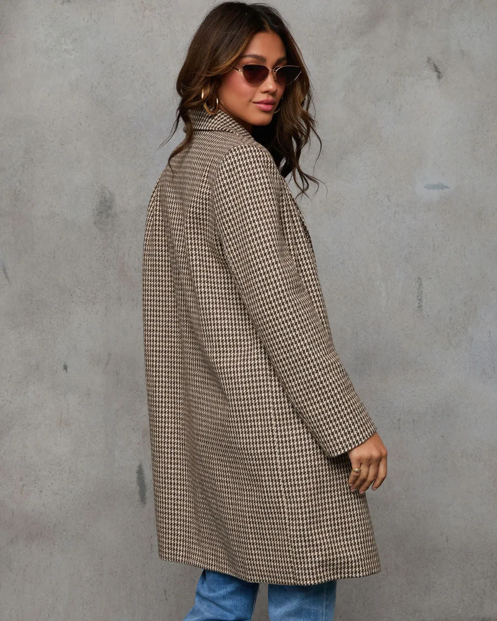 Keep It Chic Houndstooth Print Trench Coat