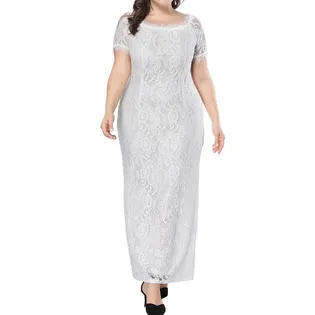 Ketty More Women Short Sleeve Lace Decorated Sheath Dress-KMWDC1371