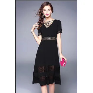 Ketty More Women Stylish Look V-Neck Designed Party Dress-KMWD039