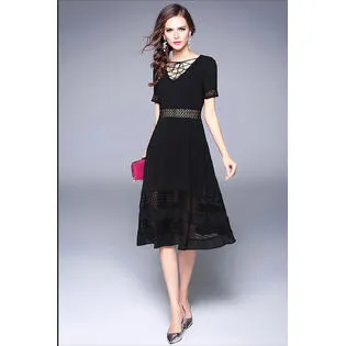 Ketty More Women Stylish Look V-Neck Designed Party Dress-KMWD039