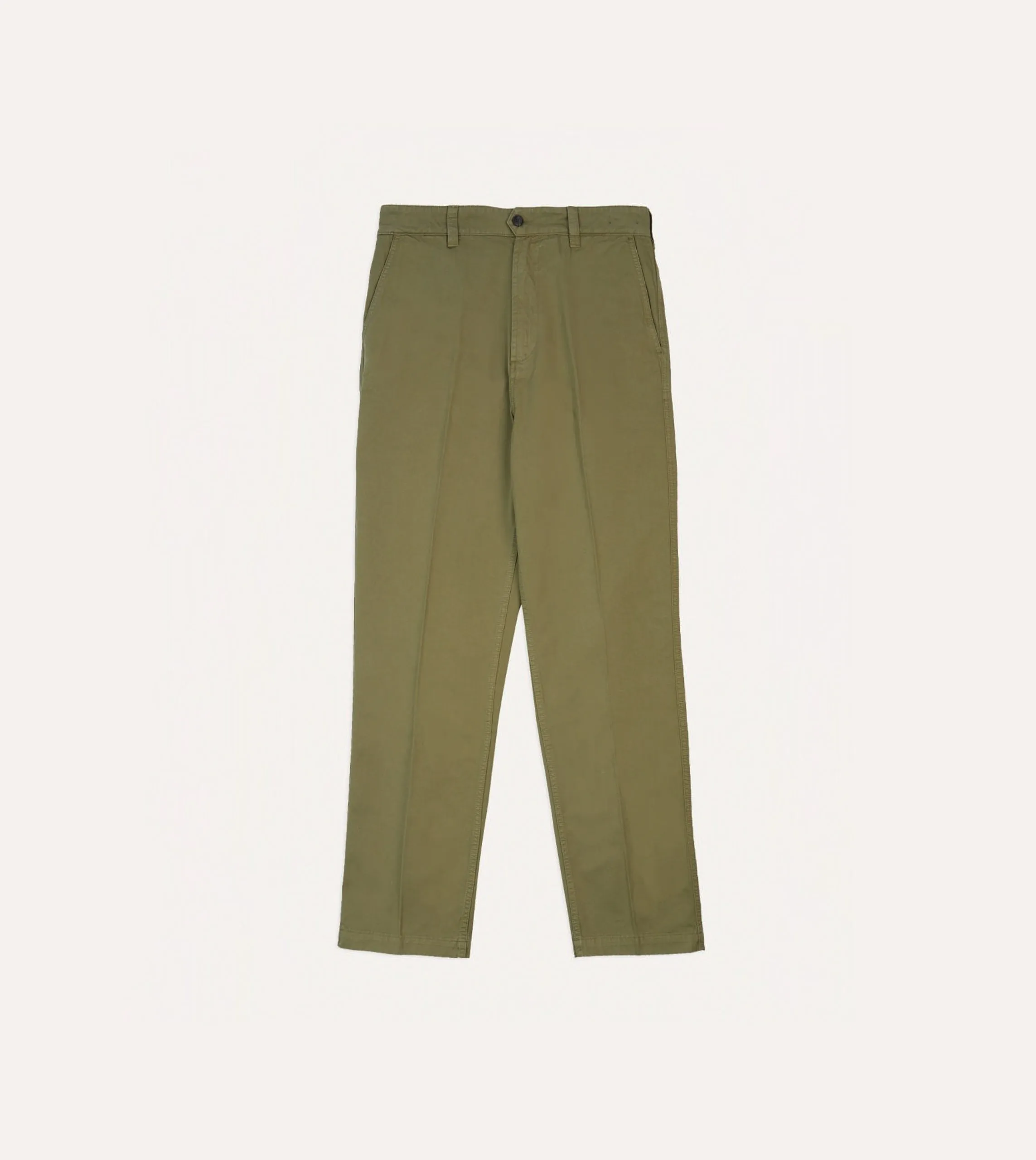 Khaki Cotton Flat Front Chino