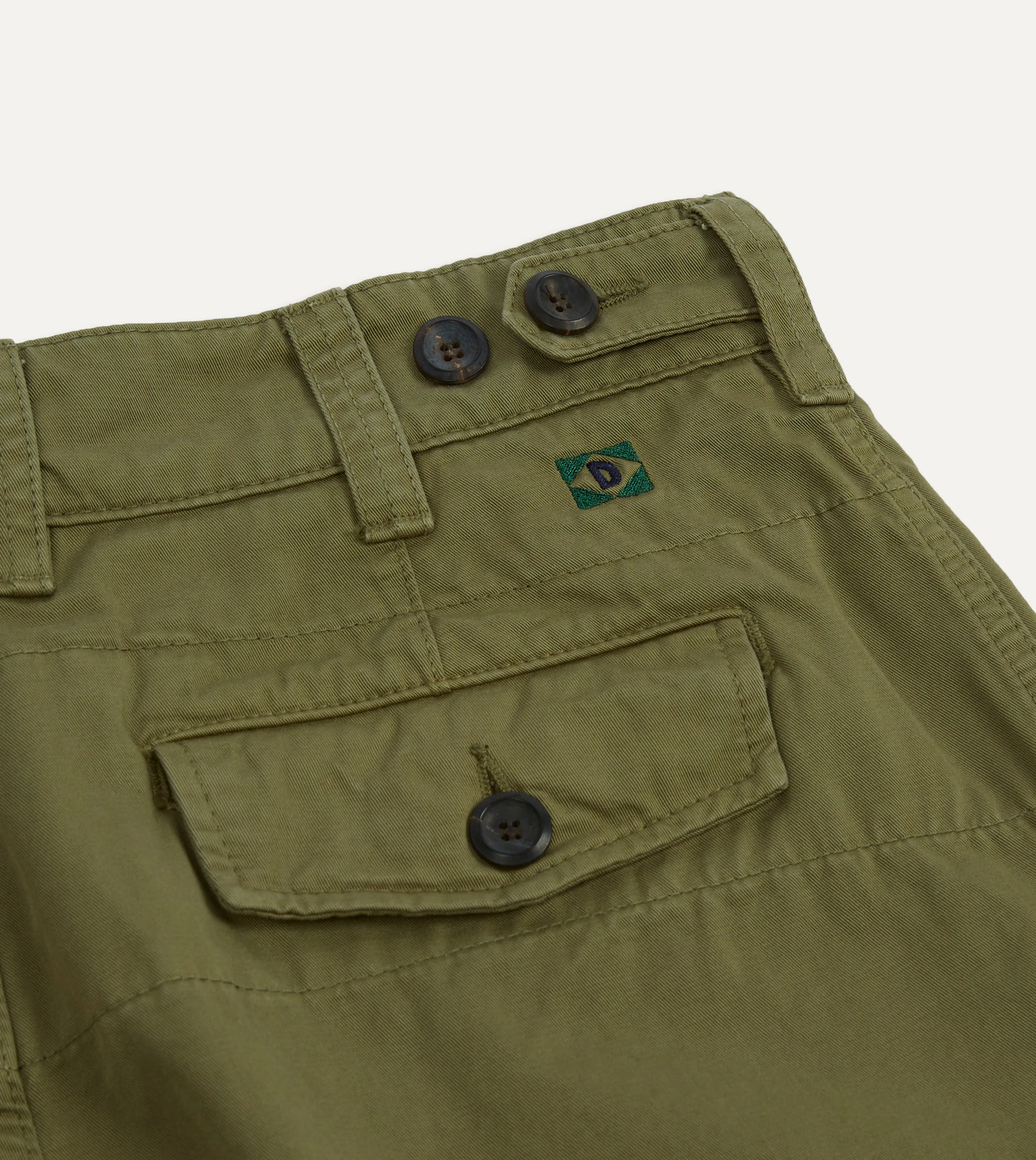 Khaki Cotton Flat Front Chino