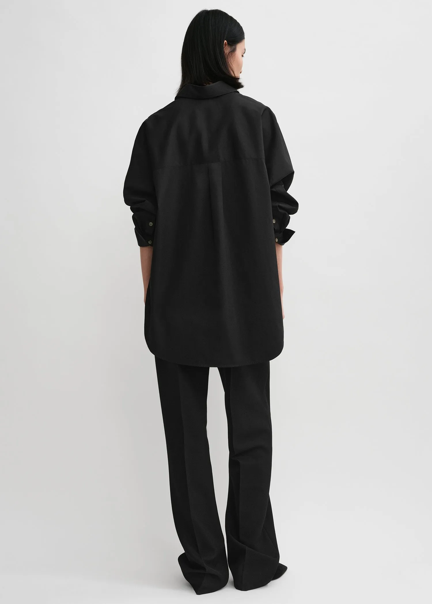 Kimono-sleeve poplin shirt black