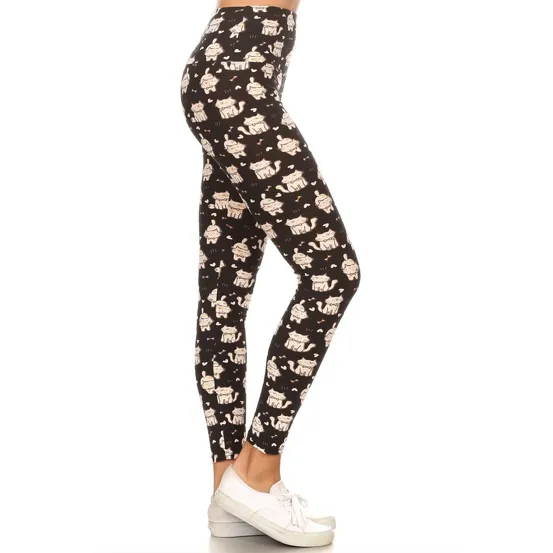 Kitty Love Print High Waisted Leggings