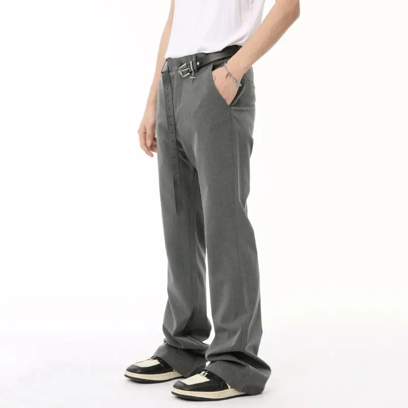 Korean Style Male Suit Pants Boot-cut Button Trousers Solid Color Straight Leg Men's Trousers New Summer Fashion 9C6587