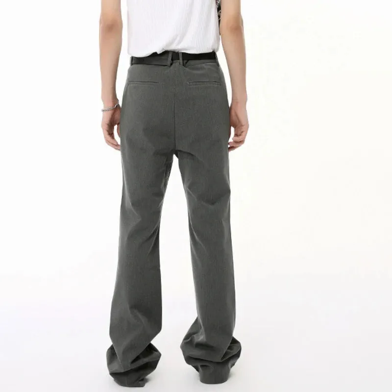 Korean Style Male Suit Pants Boot-cut Button Trousers Solid Color Straight Leg Men's Trousers New Summer Fashion 9C6587